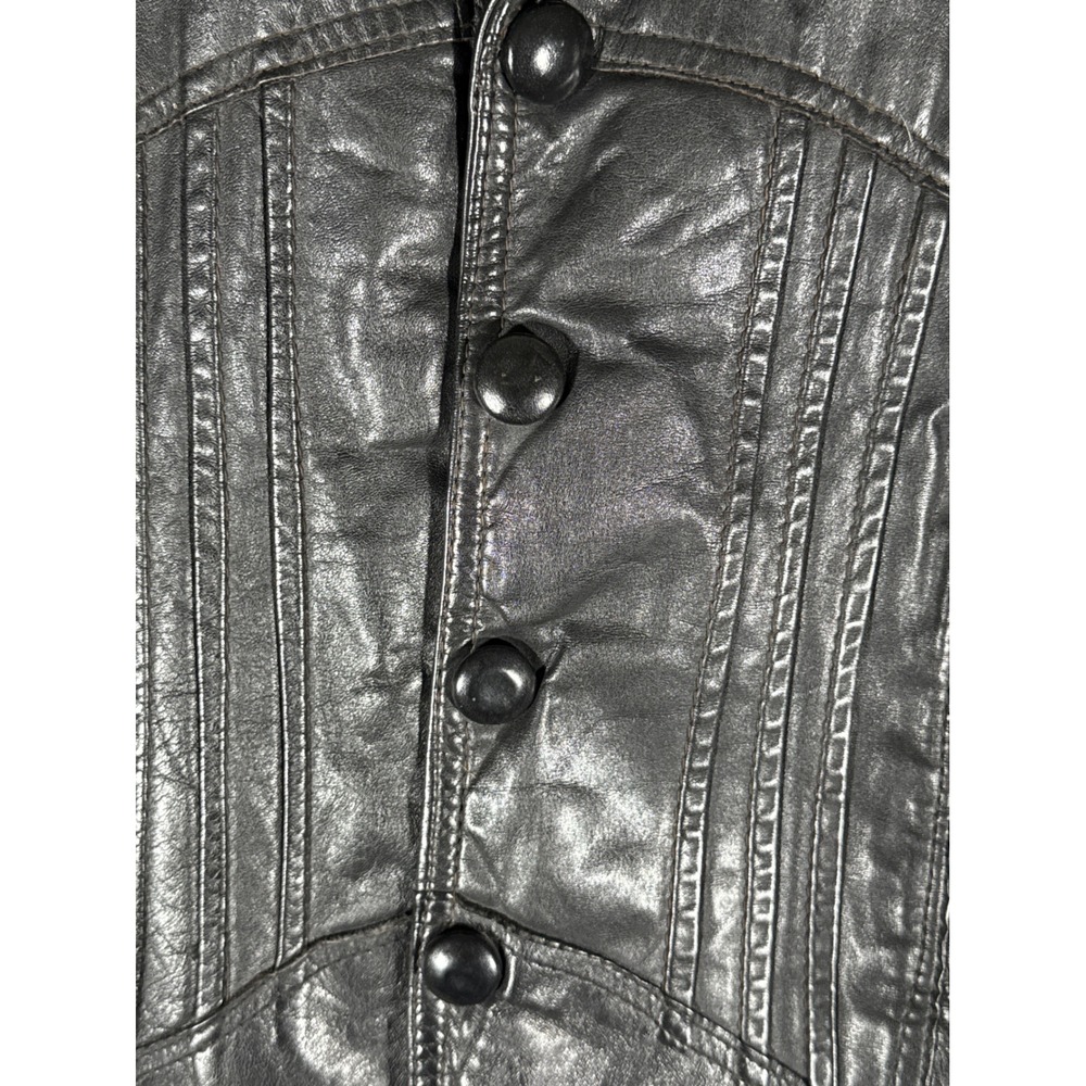 The Leather Ranch Vintage Brown Genuine Leather Button Front Western Jacket XL - Picture 7 of 15